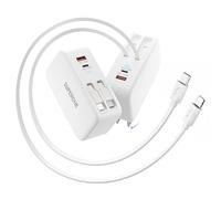 SUPERONE Cargador retráctil para iPhone, bloque de carga USB C de 4 puertos, cargadores de iPhone de carga rápida con cable USB C y Apple, cargadores de pared para iPhone 17/16/15/14/13/12/11, Pad
