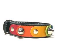 Superpipapo Pulsera de Cuero a Juego, Diseño Único Orgullo Gay con los Colores Arcoiris Arco-Ciel y Tachas