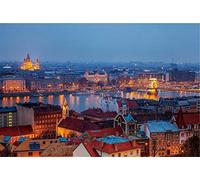 Superpower® 1000 Piezas Europea Budapest Cielo Nocturno Horizonte Lago Edificios Paisaje Fotografía Adultos Ejercicio Cerebro Juegos de Suelo Puzzles de Madera
