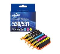 Superprint 530 531 XXL - Cartuchos de tinta compatibles con Canon PGI-530 CLI-531 para Canon PIXMA TS8750 TS8751 (5 unidades, PGBK negro, cian, magenta y amarillo)