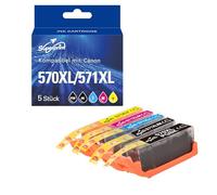 Superprint 570 571 XL Cartuchos de tinta compatibles con Canon PGI-570XL CLI-571XL Cartuchos de tinta para PIXMA MG5750 MG6850 MG7750, TS5050 TS6050 TS8050 TS9050 Serie (5 unidades, PGBK/negro/cian