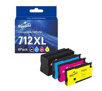 Superprint 712XL Cartuchos (Con chip) Multipack Compatible para HP 3ED71A 3ED67A 3ED68A 3ED69A 712 XL Cartucho de tinta para DesignJet T650 T630 T250 T230 T210 Studio Plotter Printers