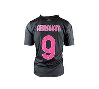 SUPERPROMO Maglia Replica Bambino Third 22/23 Abraham, Réplica de la Tercera Camiseta del AS Roma Unisex - Niños y Adolescentes, Nero e Rosa, 6 Anni