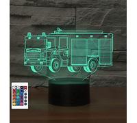 SUPERRUIDALONG 3D Fire Engine Control Remoto 16 Color Luces de Noche Ilusión Acrílico LED Mesa Lámpara de Noche Niños Dormitorio Decoración de Escritorio Regalos de Cumpleaños Juguete para Niños