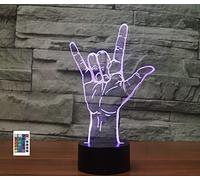 SUPERRUIDALONG 3D I Love You Sign Control Remoto 16 Colores Luces de Noche Ilusión Acrílico LED Mesa Lámpara de Noche Niños Dormitorio Decoración de Escritorio Regalos de Cumpleaños Juguete para Niños