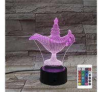 SUPERRUIDALONG Lámpara 3D de Aladdin, luz nocturna, control remoto, mesa táctil, lámpara de ilusión óptica, 16 luces que cambian de color, decoración del hogar