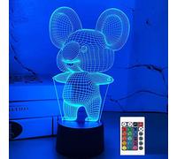 SUPERRUIDALONG Lámpara 3D Koala Animal Night Light Control remoto Power Touch Mesa Escritorio Lámparas de ilusión óptica, 16 luces que cambian de color, decoración del hogar, regalo de cumpleaños de