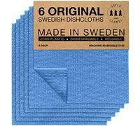 SUPERSCANDI 6 Piezas Paños de Cocina - 100% Biodegradables y Compostables | Trapos de Cocina Reutilizables, Aptos para Alimentos y Sin Plástico | Bayetas para Todas Las Superficies, Azul