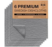 SUPERSCANDI 6 Piezas Paños de Cocina - 100% Biodegradables y Compostables | Trapos de Cocina Reutilizables, Aptos para Alimentos y Sin Plástico | Bayetas para Todas Las Superficies, Gris