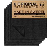 SUPERSCANDI 6 Piezas Paños de Cocina - 100% Biodegradables y Compostables | Trapos de Cocina Reutilizables, Aptos para Alimentos y Sin Plástico | Bayetas para Todas Las Superficies, Negro
