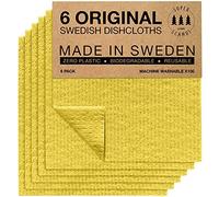 SUPERSCANDI 6 Piezas Paños de Cocina - 100% Biodegradables y Compostables | Trapos de Cocina Reutilizables, Aptos para Alimentos y Sin Plástico | Bayetas para Todas Las Superficies, Amarillo
