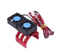 SUPERSE Hobby A2 Ventilador Dual Aluminio 540 Radiador no inductivo Radiador de enfriamiento de Alto Rendimiento para vehículos de Motor HSP RC 1/10 Modelo de Escala AHOS Azul (Rojo)