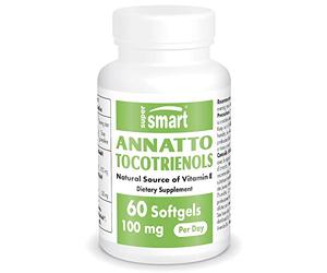 Supersmart - Annatto Tocotrienols 50 Mg - Suplemento Antioxidante - Regula la Grasa en la Sangre - Forma Activa Natural de Vitamina E | No OMG & Libre de Gluten - 60 Cápsulas de gel