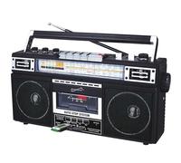 SuperSonic SC-3201BT - Radio retro de 4 bandas y reproductor de casete con Bluetooth, boomboxes - negro