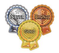 SuperStickers Pegatinas de roseta doradas, plateadas y bronce (120 pegatinas)