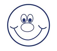 SuperStickers Sello preentintado de cara sonriente azul, rojo, 28 mm