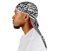 Superstitch Supersilky Ultra Silky Durag x Wavebuilder | 30+ Styles Premium Designer Durags for Men | 360 Waves |Black and White Future Bill