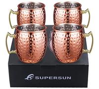 SUPERSUN Juego de 4 Copas Mule de Moscow, Copas de Cobre Taza de Mula de Moscú Juego de 530 ML para Cerveza, Taza de Fiesta, Juego de Barras, Regalo