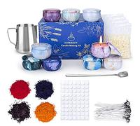 SUPERSUN Kit de Hacer de Velas: 480 g de Cera de Abejas, 100 Mechas, 4 Tintes de Color, 100 Pegatinas, Jarra de 500 Ml, 9 Latas de Vacías