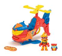 SUPERTHINGS Pizzacopter, Helicóptero de con Lanzador de Discos de Pizza, Incluye 1 Kazoom Kid y 1 SuperThing