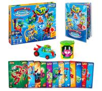 SUPERTHINGS Power Super Card Game-Battle Starter Pack.Caja con Figuras de Acción,Accesorios,Álbum y Cartas Sorpresa Coleccionables.Contiene Hideout,Supercar, 2 Figuras,Libro de Colección y 12 Cartas