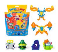SUPERTHINGS Serie Mutant Battle - Pack de 6. Incluye 4 SuperThings (1 capitán Plateado) y 2 Exoskeletons. Pack 1 de 6