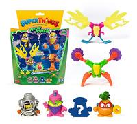 SUPERTHINGS Serie Neon Power, Incluye 1 capitán Plateado y 2 Exoskeletons