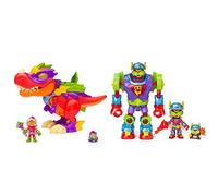 SUPERTHINGS Superdino V-Rex - Dinosaurio articulado Villano con Efectos de luz y Sonido & SUPERTHINGS Superbot Fury Storm - Robot articulado con Accesorios de Combate