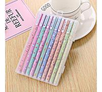 Supertoll - Bolígrafo de gel negro/colores de 0,38 mm, diseño de dibujos animados, para el colegio o la oficina, 10 unidades por juego (de muchos tipos)