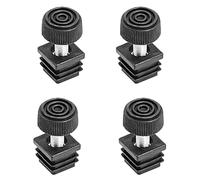 Supertool 4 patas de nivelación ajustables de 20 x 20 mm, kit de inserción de tubo cuadrado, tapas de extremo de patas de silla con rosca de ajuste para patas de muebles, color negro