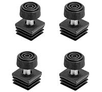 Supertool 4 patas de nivelación ajustables de 25 x 25 mm, kit de inserción de tubo cuadrado, tapas de extremo de patas de silla con rosca de ajuste para patas de muebles, color negro