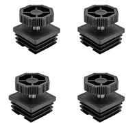 Supertool 4 patas de nivelación ajustables de 38 x 38 mm, kit de inserción de tubo cuadrado, tapas de extremo de patas de silla con rosca de ajuste para patas de muebles, color negro