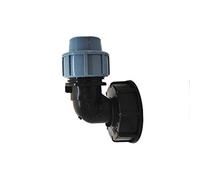 SUPERTOOL - Adaptador de tanque IBC S60X6 - Montaje de tubería para tanque de agua IBC - Codo de salida de 25 mm