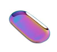 Supertool Bandeja de almacenamiento de metal, acero inoxidable, ovalada, tamaño grande, llave/cosméticos/joyería, organizador de artículos pequeños (1 unidad), acero inoxidable, Colorful, Large