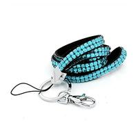 SUPERTOOL Correa de cordón con diamantes de imitación (Breakaway), para tarjetas de identificación y llavero, fundas de teléfono, soporte USB, soporte para memoria, 8 colores (1 paquete, azul claro)