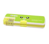 Supertool - Estuche para sacapuntas de dibujos animados, caja de plástico para lápices, bonito estuche con sacapuntas para escuela, estudiantes, niñas, niños (paquete de 1)