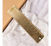 SUPERTOOL Regla de acero inoxidable, 12 cm, latón puro, dorado, medición precisa, regla marcapáginas para escuela, oficina, taller y hogar (1 unidad)