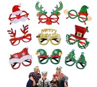 Superum 9 Gafas Navidad con Nariz Alce Set Elfos, Divertidas Gafas Navideñas, Montura de Gafase Navideñas, Nariz Alce, Gafase Fiesta, Adultos, Niños, Decoración, Fiesta Navidad