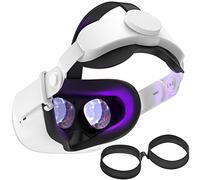 SUPERUS Correa Elite y Protector Lente para Oculus/Meta Quest 2, Mayor Comodidad, Reduce la presión de la Cabeza y Evita Que Tus Gafas Rayen Las Lentes VR (Negro)