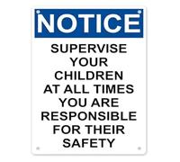 Supervise Your Little Ones At All Times Metal Tin Sign 8 X 12 in Parent Responsibility Warning Plaque for Home Pool Area