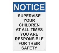 Supervision Required Metal Sign Always Watch Tin Plaque Caution Notice Wall-Art for Daycare Center Classroom Park Entrance 8 X 12 inch