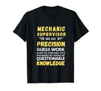 Supervisor de Mecánica Hacemos Trabajo de Adivina Precisión Camiseta gráfica económica, Hombre, Negro, L