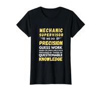 Supervisor de Mecánica Hacemos Trabajo de Adivina Precisión Camiseta gráfica económica, Mujer, Negro, XL