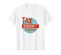 Superviviente de la Temporada de impuestos Contables Divertidos Camiseta gráfica económica, Hombre, Blanco, S