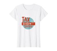 Superviviente de la Temporada de impuestos Contables Divertidos Camiseta gráfica económica, Mujer, Blanco, M