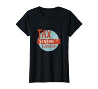 Superviviente de la Temporada de impuestos Contables Divertidos Camiseta gráfica económica, Mujer, Negro, L