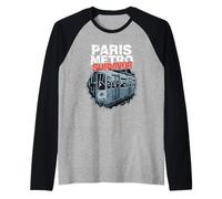 Superviviente del Metro de París Superviviente Superpoblado Humor Tren Francia Camiseta Manga Raglan