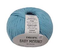 Superwash - Hilo de lana merino Drops Baby Merino, peso deportivo, 5 capas, 1.8 onzas, 191 yardas, la cantidad es por 1 artículo (10 turquesa claro)
