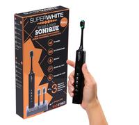 SUPERWHITE - Cepillo de Dientes Eléctrico Sónico - Recargable - 5 Modos de Cepillado - 3 Meses de Autonomía - Temporizador de 2 Minutos - Contiene 1 Mango y 3 Cabezales - Color Negro