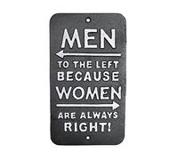 Superwind Placa decorativa de hierro fundido con texto en inglés "Men to the Left Because Women are Always Right" (11,9 x 21 cm)